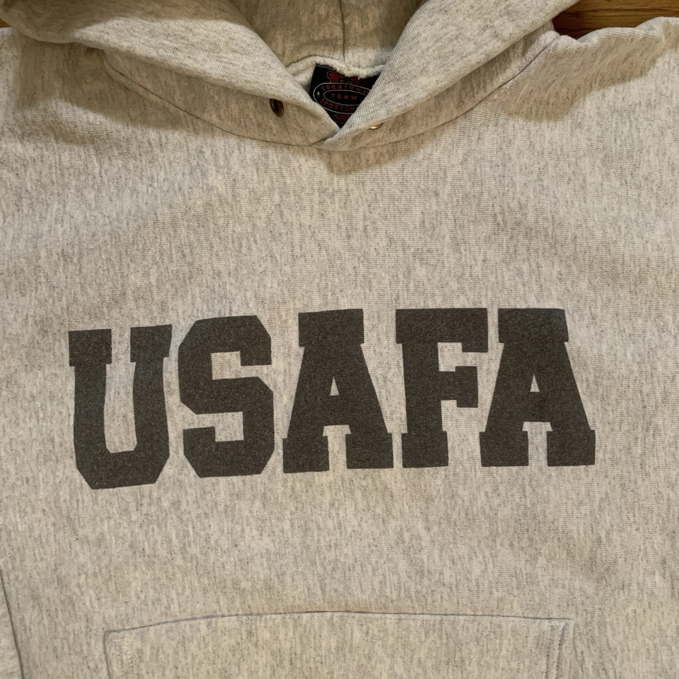Sudadera Pullover De Colección Academia de la Fuerza Aérea de la USAFA Tejido Inverso Hecha en EE. UU. L Foto 3 de 4