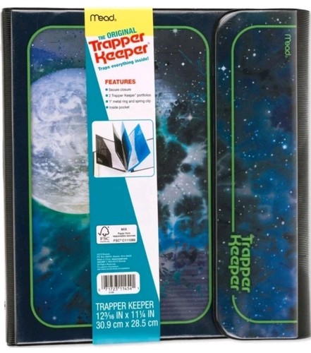 Brandneu Trapper Keeper ~ Mappe Portfolio Ordner Retro Mond Weltraum Original