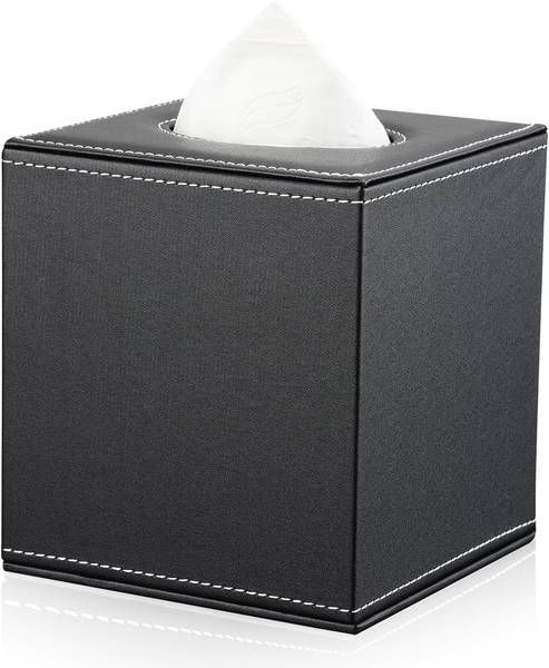 Kingfom Quadratisch Taschentuchbox, PU Leder KosmetiktüCher Box TüCherbox | Tiss-image