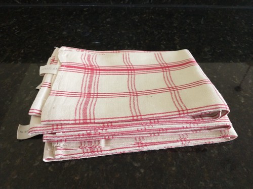Vintage 100 % Leinen Stoff Küchentücher mit roten Streifen Made in Ireland 3er Set Neu aus altem Lagerbestand - Bild 7 von 9