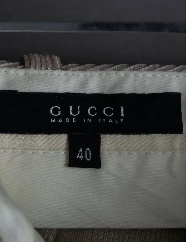 Gucci White Wool-Cotton Corduroy Pants, Long Inseam, Used - Image 4 of 4