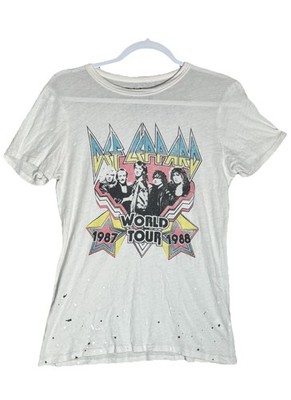 Chaser Def Leppard 1987 1988 World Tour Band Tee Distressed Vtg Rock Style Sz S