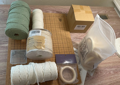 Macrame Supplies Lot Board Pins Cotton Cord Wooden Rings Craft Kit