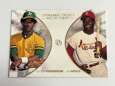 Ricky Henderson & Lou Brock Dual Card Baseball Used