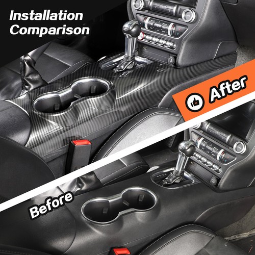 Gear Shift Panel Trim Full Cover Bezel for Ford Mustang 2015+ Carbon Fiber Parts - Picture 4 of 18