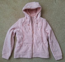 Reebok Lt Pink High Neck Hooded Faux Sherpa Lined Jacket Zipper front Pockets M