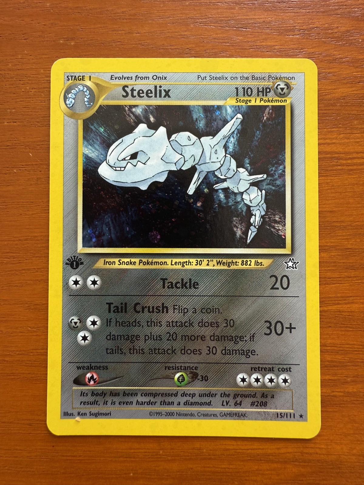 Steelix 15/111 Neo Genesis Holo First Edition Rare Pokemon Card. NEAR MINT  👀