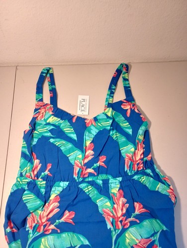 The Children’s Place Womens Matching Family Tropical Tiered Dress blue Size M/M - Picture 2 of 12