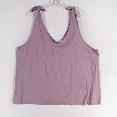 Threads 4 Thought Tank Top 3X Lavender V Neck Tie Shoulder Organic Cotton Blend