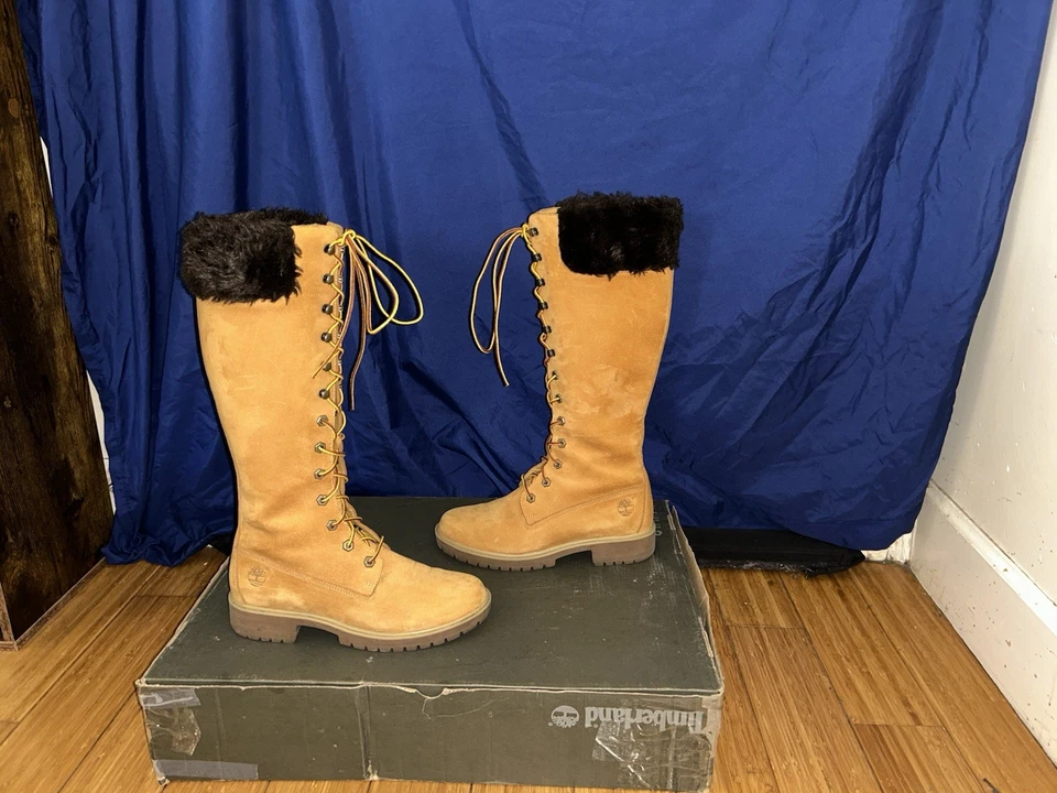 Timberland Mujer Premium 14 Pulgadas Alto Bota con Cordones, Impermeable, Talla 7.5 Foto 2 de 4