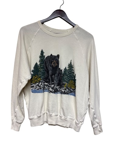 Das tolle Damen Sweatshirt Collage schwarz Bär gewaschen weiß Frottee Gr. 0 XS