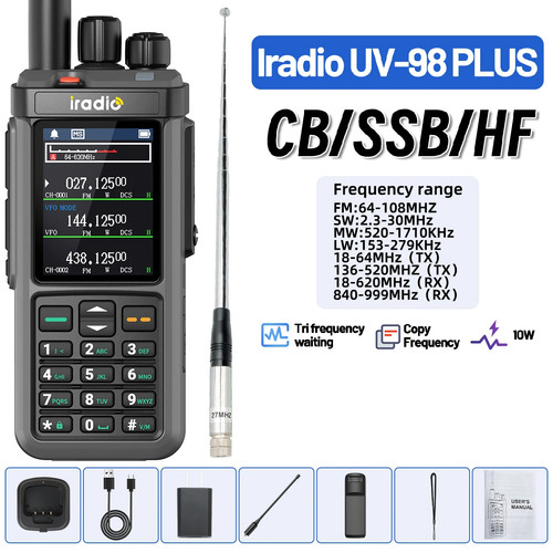 For Iradio UV-98 PLUS 10W Walkie Talkie Full Band HF Ham Radio USB LSB CW 2.4" - Picture 26 of 32