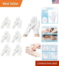 12-Pack White Cotton Gloves, for Dry Hands Sleeping Eczema Care and Night-Time M