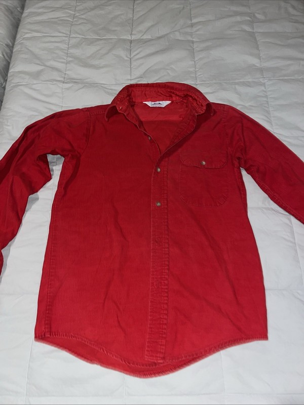 Vintage Dakota Five Brother Corduroy Red Button Up Shirt Large USA 