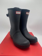Hunter Women's Original Short Adjustable Rain Boot US 7 Matte Black