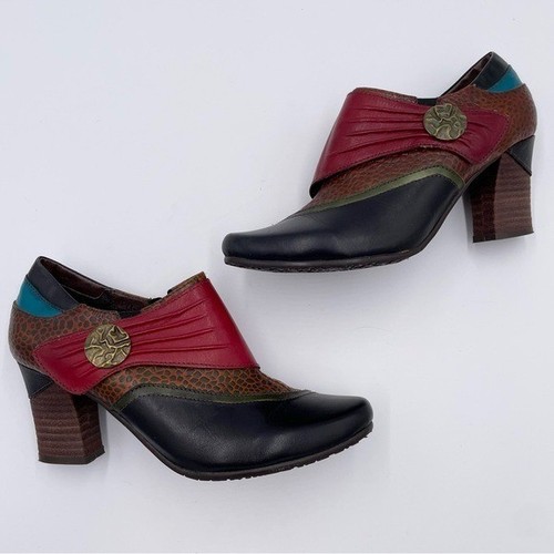 Spring Step L'Artiste Women's Fia Black Multicolor Hand Painted Booties Size 39 - Picture 12 of 15