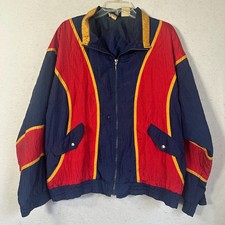 Athletic Works windbreaker jacket women L colorblock blue red VTG 90s nylon