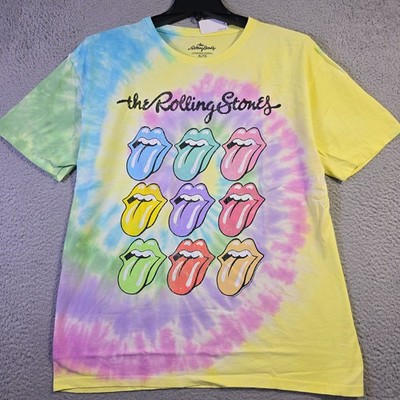 ROLLING STONES TIE DYE T SHIRT Mens XL BLUE Pink Retro Rock Music Concert NWT