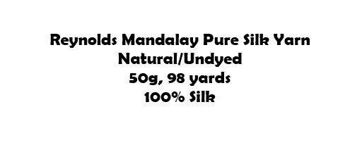 Destash: Reynolds Mandalay Silk Yarn Natural/Undyed 50g