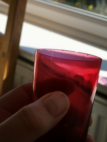 Three Antique Cranberry Glass Tumblers - Picture 2 of 3