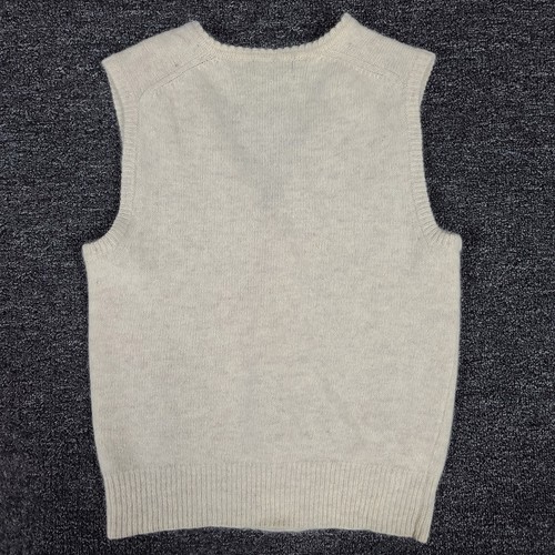 Vtg Girls Sweater Vest Large Ivory Lambswool Angora Nylon Lightweight Button Up - Picture 4 of 9