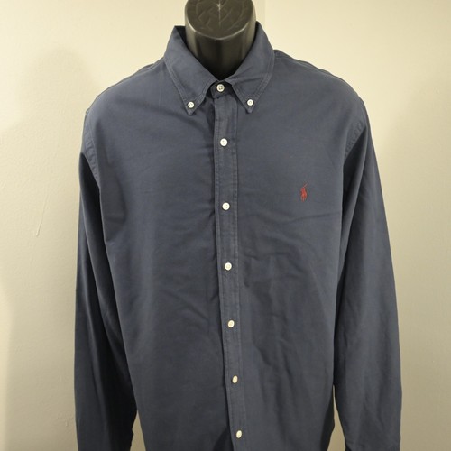 Polo Ralph Lauren Dress Shirt Dark Blue Classic Fit Long Sleeve Mens Size XL - Bild 9 von 9
