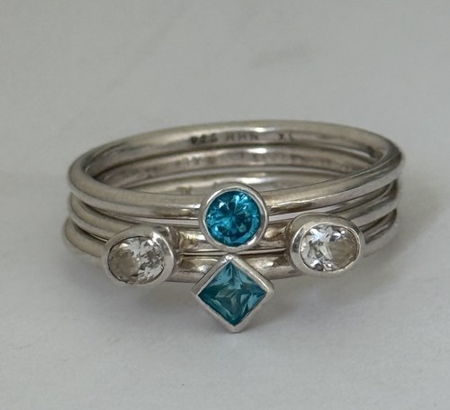 Vintage Dänemark HHN Sterlingsilber Vorsteckringe Blautopas Ringgröße 8,5 - Bild 20 von 20