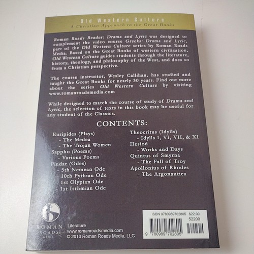 Roman Roads Reader Drama & Lyric Greek Classics Softcover Euripides Sappho Pinda - Picture 11 of 11