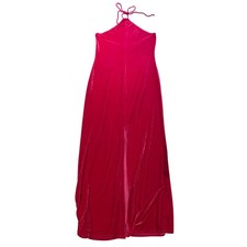 Reformation Velvet Halter Maxi Dress Pink Slit Size L