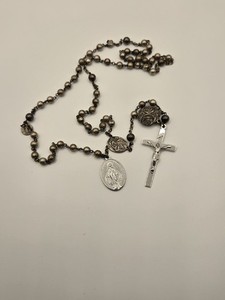 Antique 32.8G Sterling Silver  Rosary c.1890–1920 Very Rare Unique!