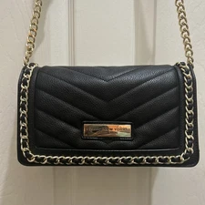 Marc New York,Andrew Marc Black Quilted Crossbody Bag With Chain Details 