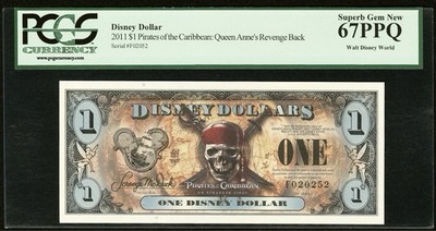 $1 2011 Walt Disney World Dollar PIRATES OF THE CARIBBEAN, PCGS SUPERB GEM 67
