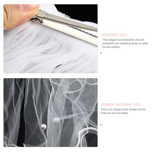 Charming Bowknot Veil for Bride Double Layer Tulle Accessory - Imagen 8 de 11