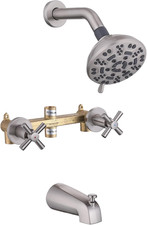 Brushed Nickel Shower Faucet Set with Tub Spout - Complete Shower System