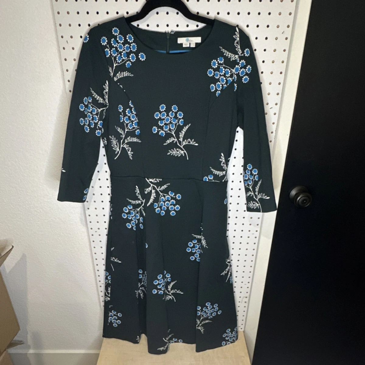 boden blue floral dress Elena Tiered Cotton Midi Dress-Blue, Ornamental Floral