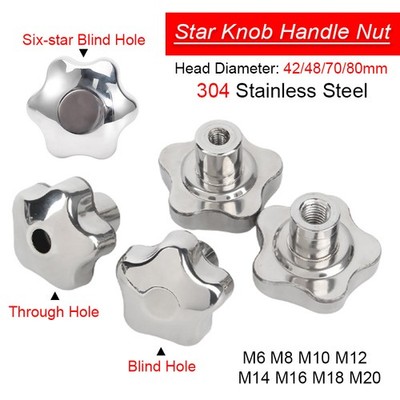 M6-M20 Clamping Nuts 304 A2 Stainless Female Thread Handle Star Knob Thumb Nuts