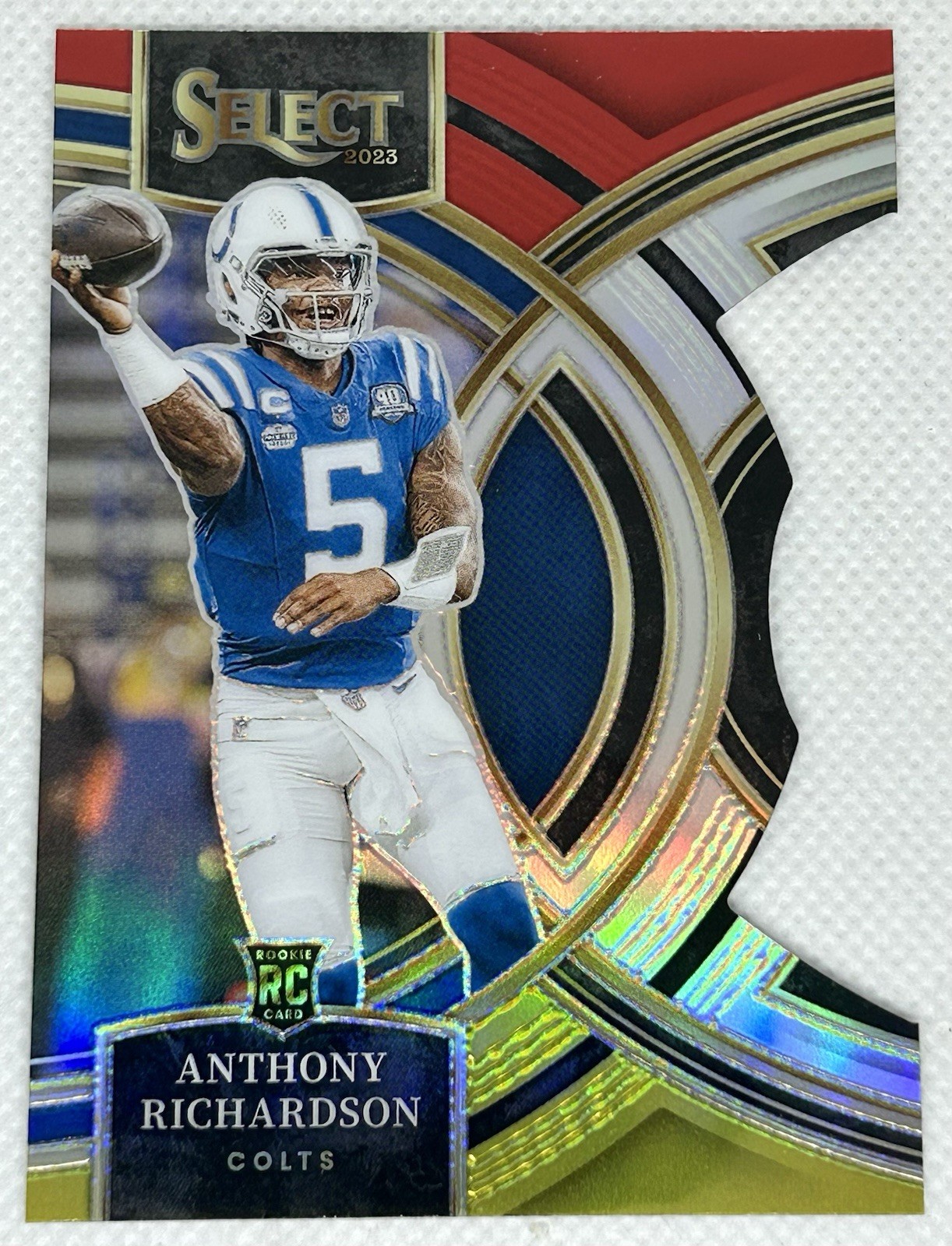 2023 Anthony Richardson Select Premier Red & Yellow Prizm Die-Cut Rookie RC #117