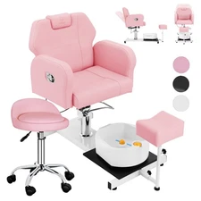 No Plumbing Pedicure Chair Hydraulic Reclining Salon Spa Chair 360° Rotation