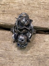 VINTAGE STERLING SILVER ADJUSTABLE SOUTHWESTERN FLOWER RING HALLMARKED
