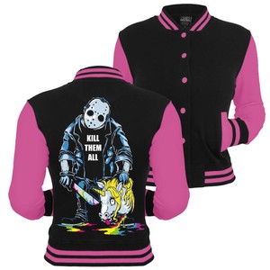 666 Black Einhorn unicorno Baseballjacke College Jason Heavy Death uccide Frauen XOn8YSw