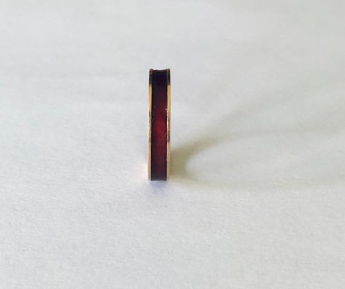 Vintage 18KT Yellow Gold Red/Brown Enamel Band, Size 5.25 - Picture 2 of 5