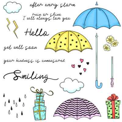 Umbrella Rainy Day After Every Storm Smiling Metal Cutting Dies Clear Stamps