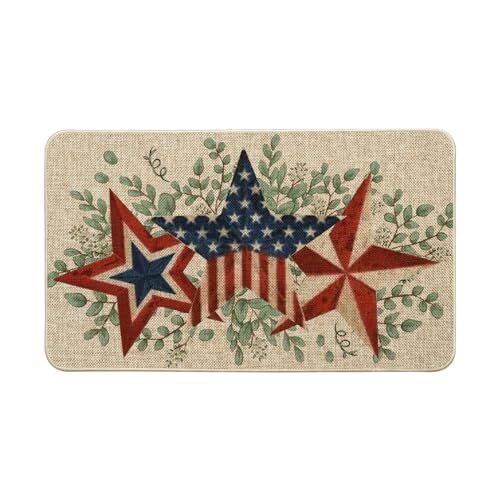 America Stars Eucalyptus Patriotic 4th of July Doormat, Memorial Day Home - Picture 1 of 6