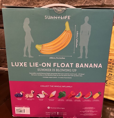 Sunnylife Luxe Lie-On Pool Float Banana Inflatable Raft 74in X 46in - Picture 6 of 15