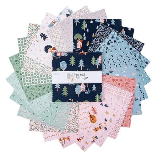 FOREST VILLAGE BY LITTLE FOREST ATELIER FOR RILEY BLAKE  10" X 10" LAYER CAKE - Picture 1 of 2