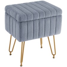 Vanity Stool Chair Soft Padded Footstool Ottoman with Storage Anti-Slip Feet
