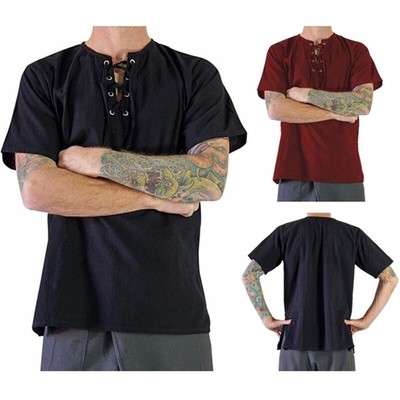 shirt renaissance sleeve short medieval tops casual lace retro