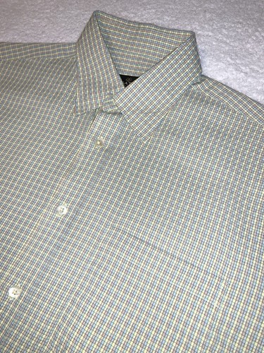 Bugatchi Uomo Shirt Mens LARGE Colorful Checkered Plaid Button Short Sleeve - Picture 1 of 14