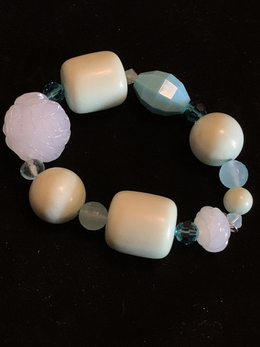 Tarina Tarantino Bracelet With Blue Crystals & Chunky Beads Handmade USA - Picture 5 of 13