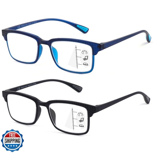 CARA 2 Pack Progressive Multifocus Reading Glasses, Flexible Lightweight TR90